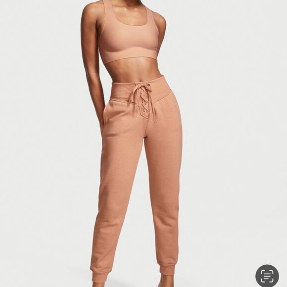 Victoria's Secret Cotton Fleece Lace Up High Waist Joggers pants Xlarge - Picture 4 of 7